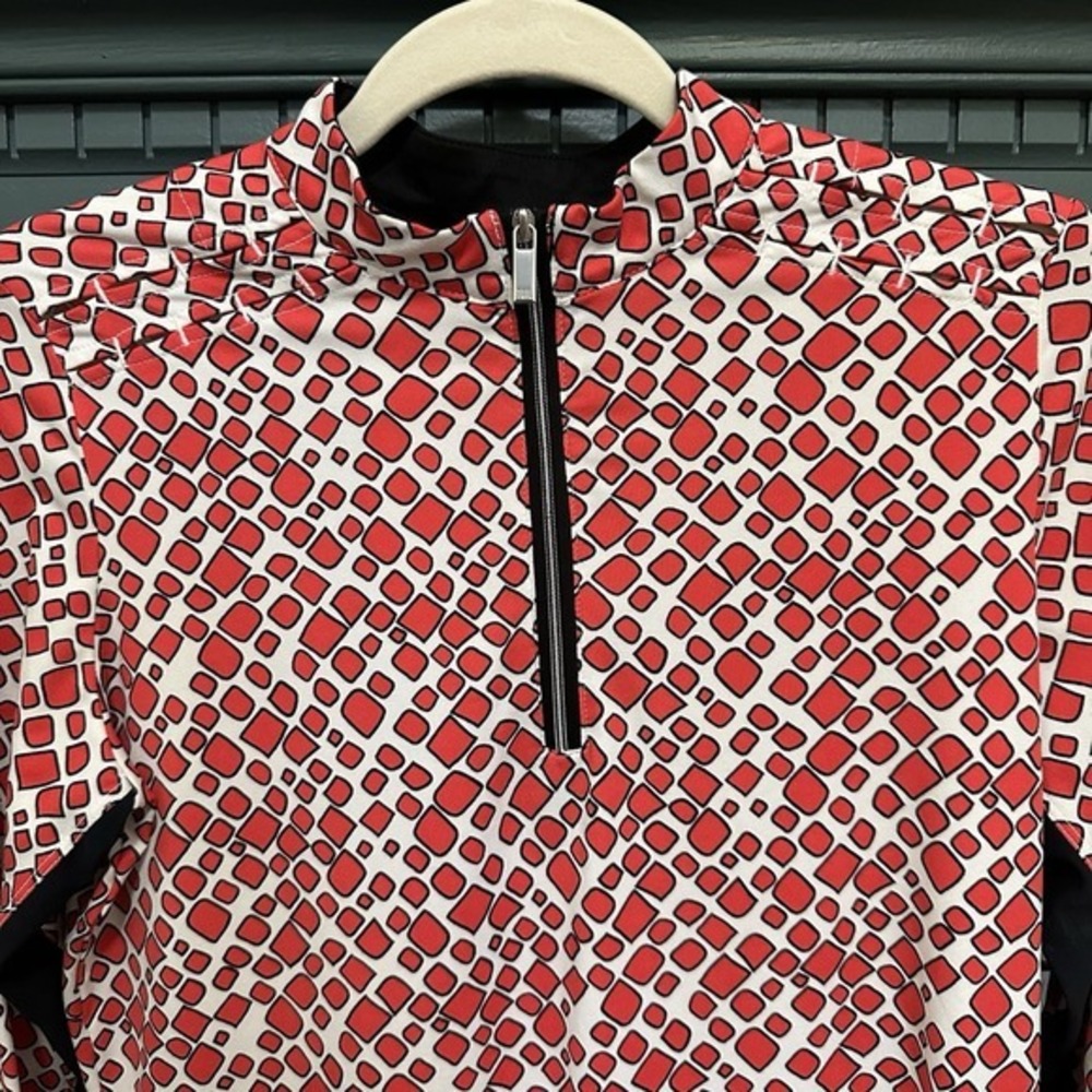 Tail Activewear Geometric Print Red Black White Long Sleeve 1/4 Zip Sz S - Picture 5 of 10